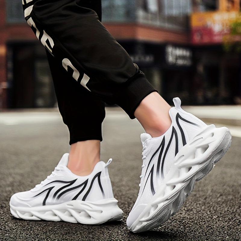 Men's Ultra-Lightweight Breathable Lace-up Blade Sneakers - Superior Arch Support, Cushioned Insoles, and Slip-Resistant Outsoles for Comfortable Running, Jogging, Workout, and Gym Exercises - Ideal for Fitness Enthusiasts an