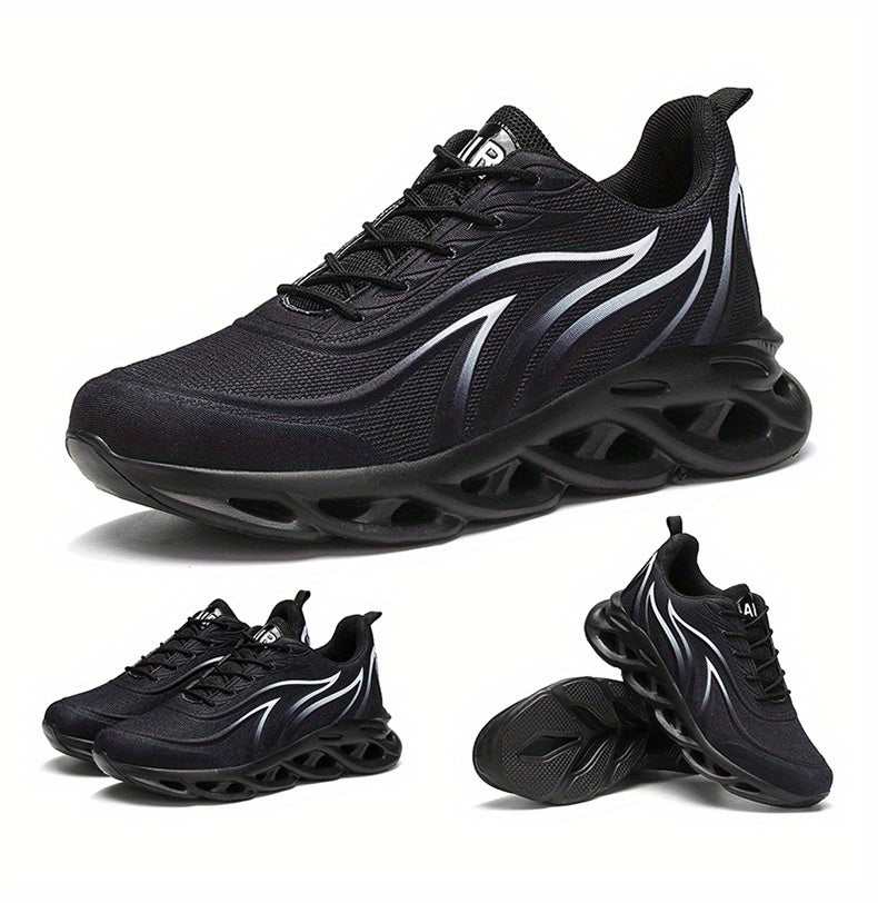 Men's Ultra-Lightweight Breathable Lace-up Blade Sneakers - Superior Arch Support, Cushioned Insoles, and Slip-Resistant Outsoles for Comfortable Running, Jogging, Workout, and Gym Exercises - Ideal for Fitness Enthusiasts an