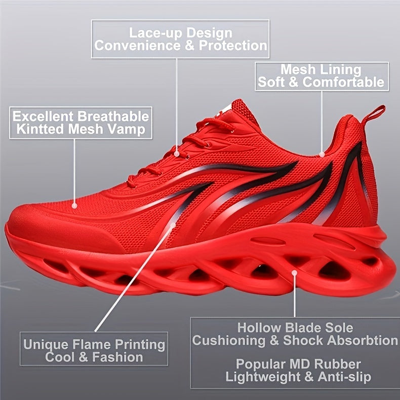 Men's Ultra-Lightweight Breathable Lace-up Blade Sneakers - Superior Arch Support, Cushioned Insoles, and Slip-Resistant Outsoles for Comfortable Running, Jogging, Workout, and Gym Exercises - Ideal for Fitness Enthusiasts an