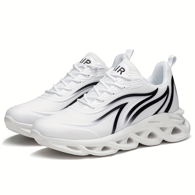 Men's Ultra-Lightweight Breathable Lace-up Blade Sneakers - Superior Arch Support, Cushioned Insoles, and Slip-Resistant Outsoles for Comfortable Running, Jogging, Workout, and Gym Exercises - Ideal for Fitness Enthusiasts an