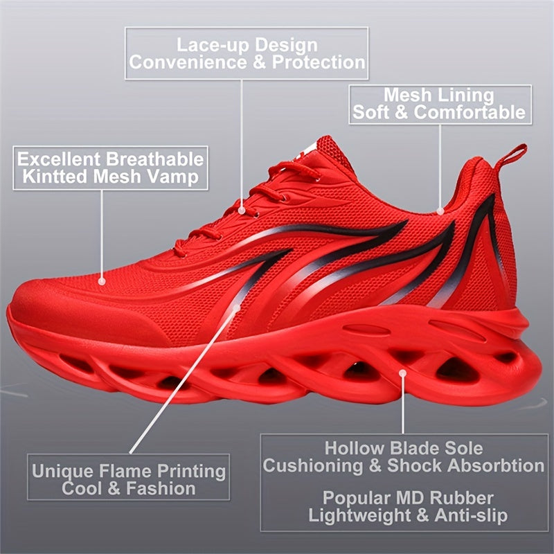 Men's Ultra-Lightweight Breathable Lace-up Blade Sneakers - Superior Arch Support, Cushioned Insoles, and Slip-Resistant Outsoles for Comfortable Running, Jogging, Workout, and Gym Exercises - Ideal for Fitness Enthusiasts an