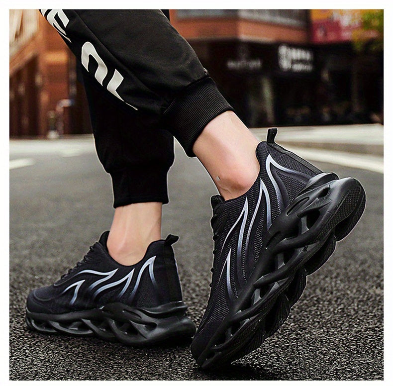 Men's Ultra-Lightweight Breathable Lace-up Blade Sneakers - Superior Arch Support, Cushioned Insoles, and Slip-Resistant Outsoles for Comfortable Running, Jogging, Workout, and Gym Exercises - Ideal for Fitness Enthusiasts an