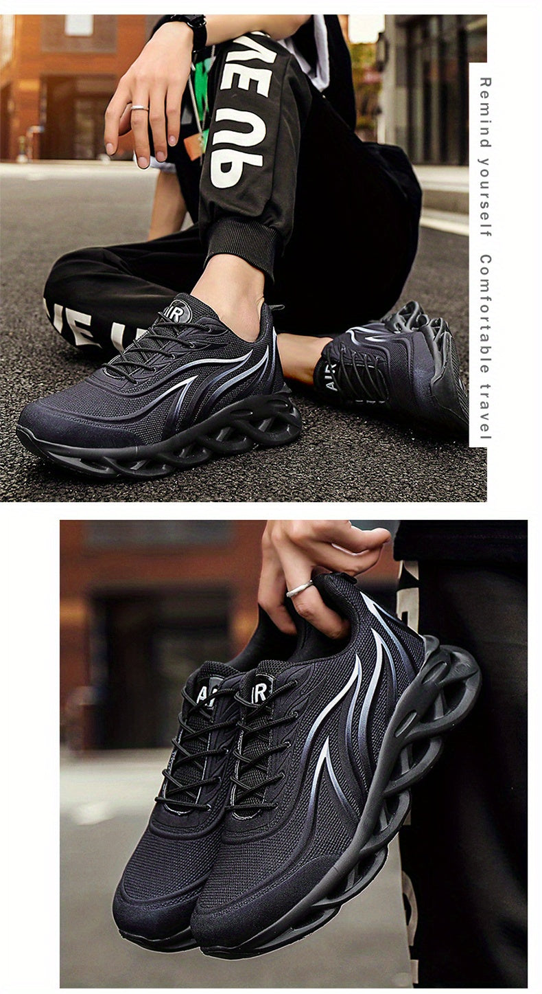 Men's Ultra-Lightweight Breathable Lace-up Blade Sneakers - Superior Arch Support, Cushioned Insoles, and Slip-Resistant Outsoles for Comfortable Running, Jogging, Workout, and Gym Exercises - Ideal for Fitness Enthusiasts an