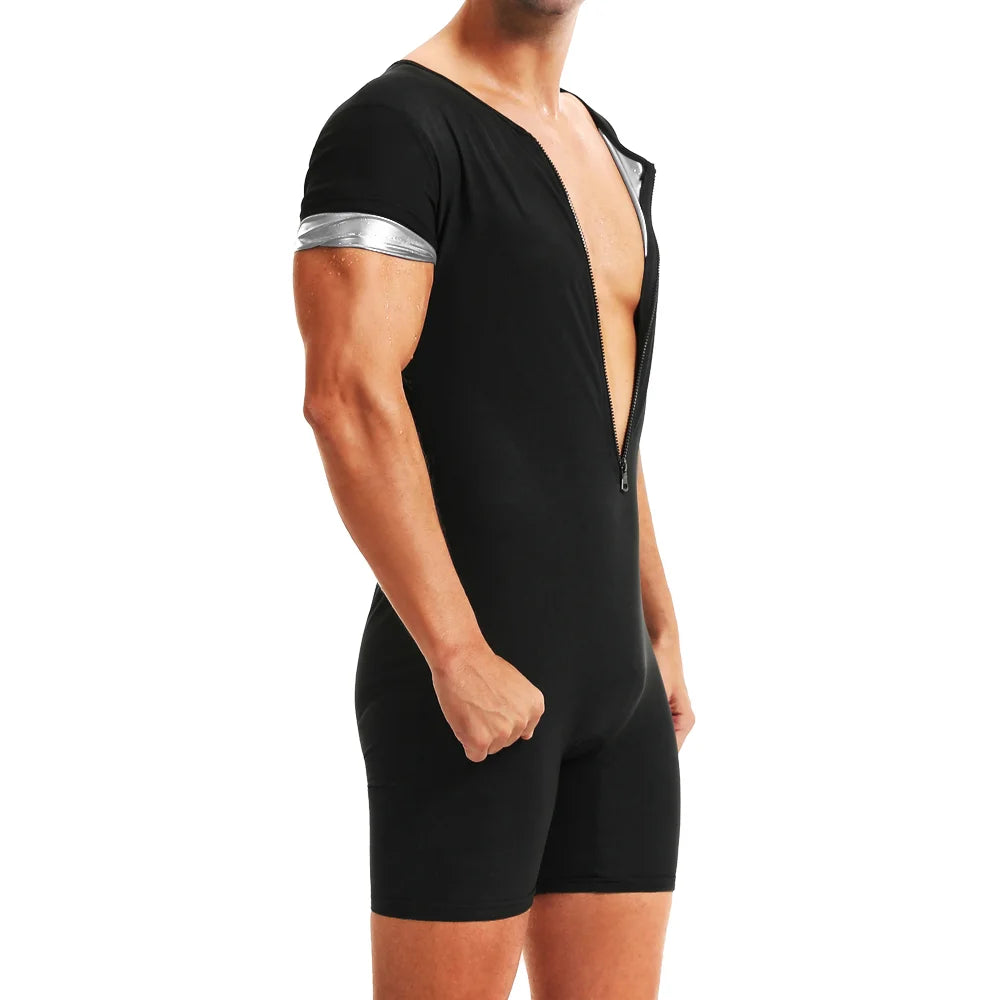 Men Sauna Suits Hot Sweating Jumpsuits Waist Trainer Weight Loss for Fitness Gym Exercise Training Wear Fat Burning Bodysuits
