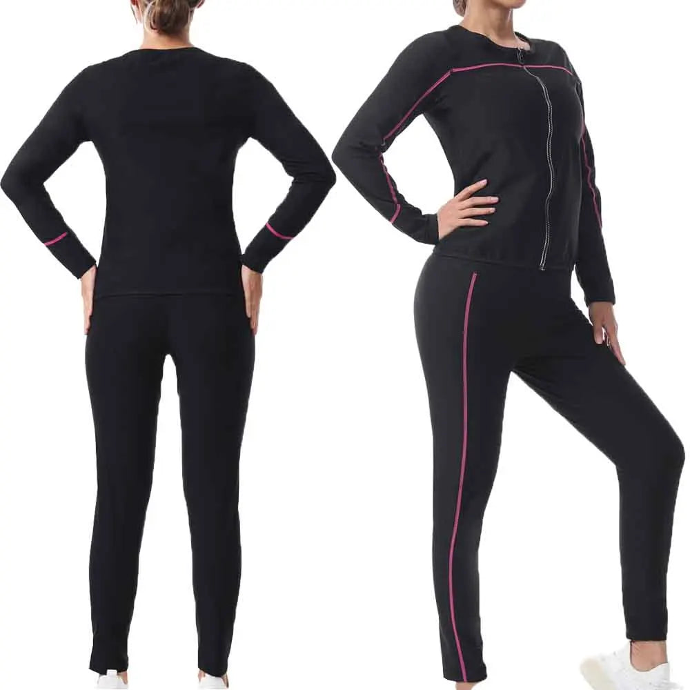 Naisstoo Women's Sauna Suits for Weight Loss Shapewear Set Sauna Shirt and Sauna Pants Fitness Slimming Training Suit