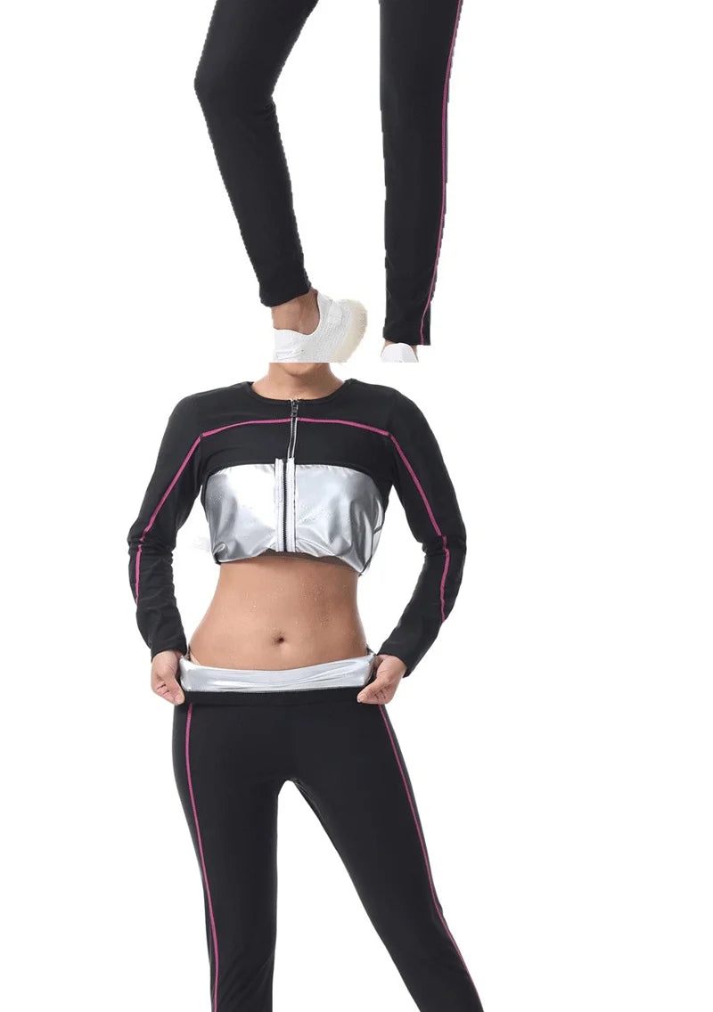 Naisstoo Women's Sauna Suits for Weight Loss Shapewear Set Sauna Shirt and Sauna Pants Fitness Slimming Training Suit