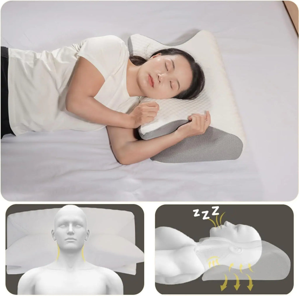 Sleep Apnea Pillow, Upgraded Memory Foam Cervical Pillow for Sleep Apnea, for Side Sleeper, Back Sleepers, Stomach Sleepers Gray