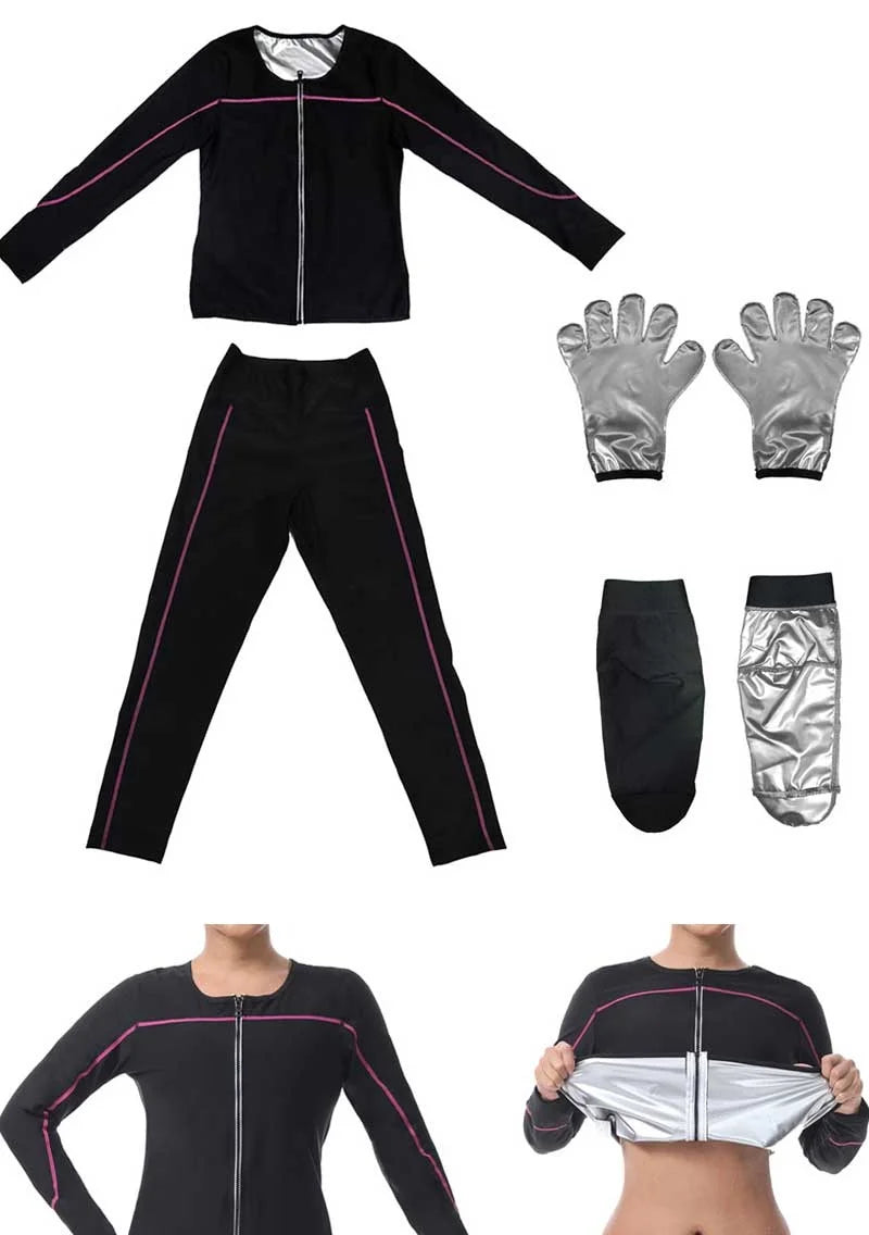 Naisstoo Women's Sauna Suits for Weight Loss Shapewear Set Sauna Shirt and Sauna Pants Fitness Slimming Training Suit