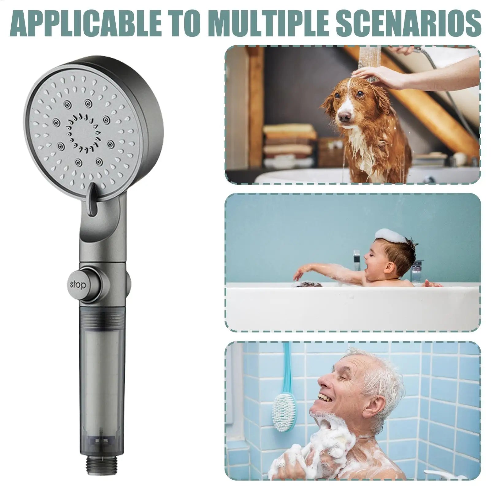 Shower Head with 5 Filters High Pressure 5-Mode Filtered Shower Head Adjustable Sprayer Built-in Power Wash for Hard Water
