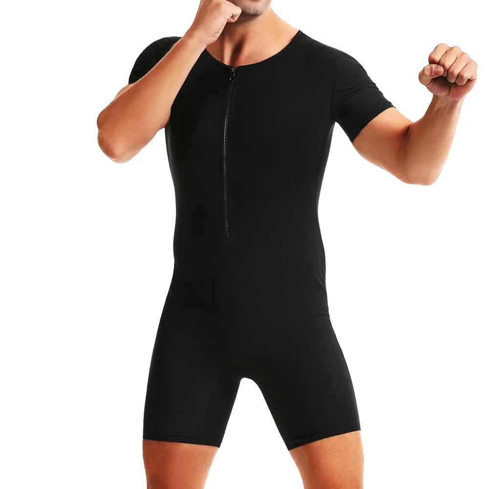 Men Sauna Suits Hot Sweating Jumpsuits Waist Trainer Weight Loss for Fitness Gym Exercise Training Wear Fat Burning Bodysuits