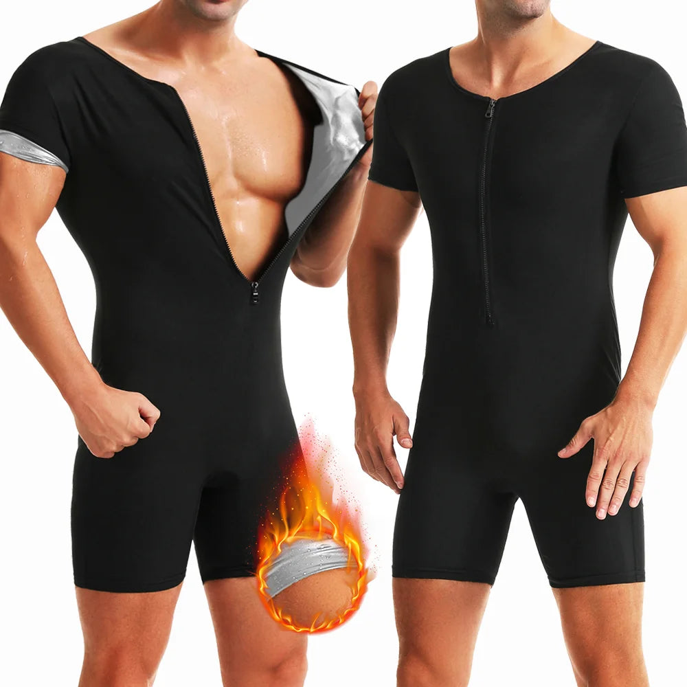 Men Sauna Suits Hot Sweating Jumpsuits Waist Trainer Weight Loss for Fitness Gym Exercise Training Wear Fat Burning Bodysuits