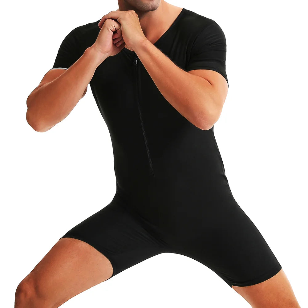 Men Sauna Suits Hot Sweating Jumpsuits Waist Trainer Weight Loss for Fitness Gym Exercise Training Wear Fat Burning Bodysuits
