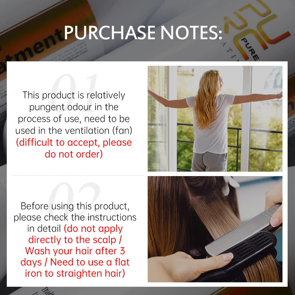 PURC Keratin Treatment Shampoo Conditioner Hair Straightening Products Smoothing Repairing Hair Mask Curly Hair Straighten Care