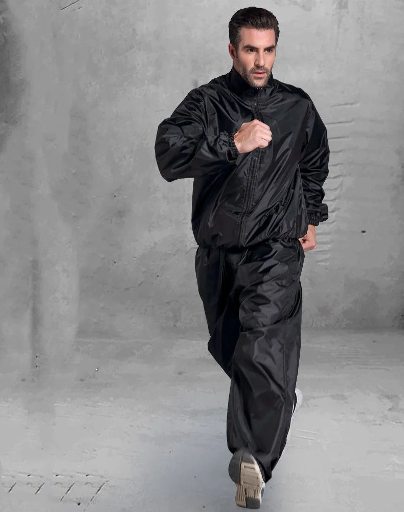 Sauna Suit Man Loose Gym Clothing Sets for Sweating Weight Loss Sports Active Wear Slimming Full Body Tracksuit Solid Fitness