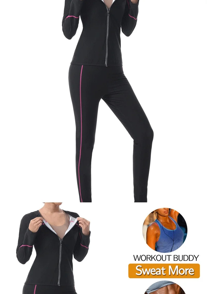 Naisstoo Women's Sauna Suits for Weight Loss Shapewear Set Sauna Shirt and Sauna Pants Fitness Slimming Training Suit