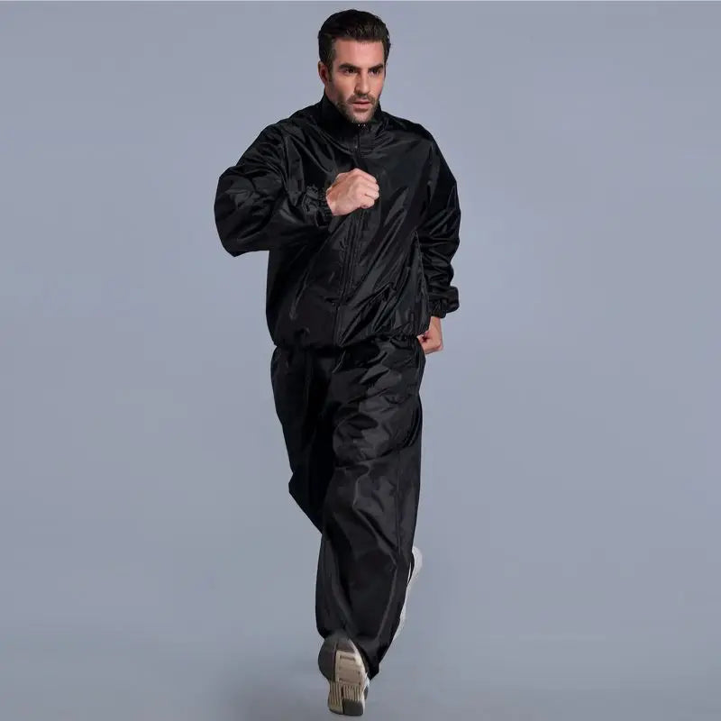 Sauna Suit Man Loose Gym Clothing Sets for Sweating Weight Loss Sports Active Wear Slimming Full Body Tracksuit Solid Fitness