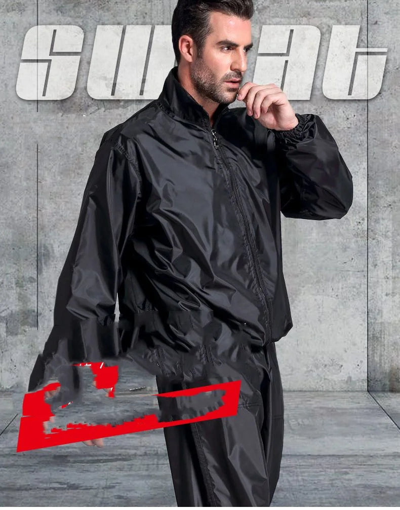 Sauna Suit Man Loose Gym Clothing Sets for Sweating Weight Loss Sports Active Wear Slimming Full Body Tracksuit Solid Fitness