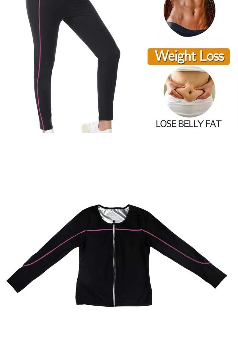 Naisstoo Women's Sauna Suits for Weight Loss Shapewear Set Sauna Shirt and Sauna Pants Fitness Slimming Training Suit