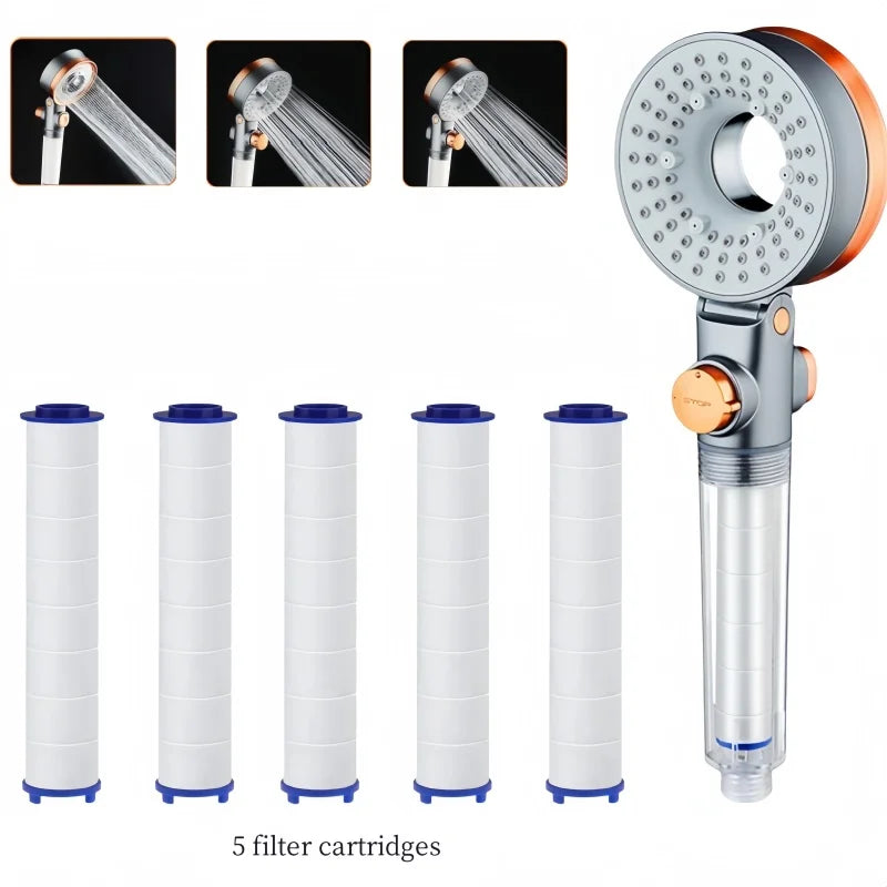 Shower Enclosure with Filter, High Pressure Shower Head with 3 Modes, Water Saving Bathroom Showers, Rain Shower Head