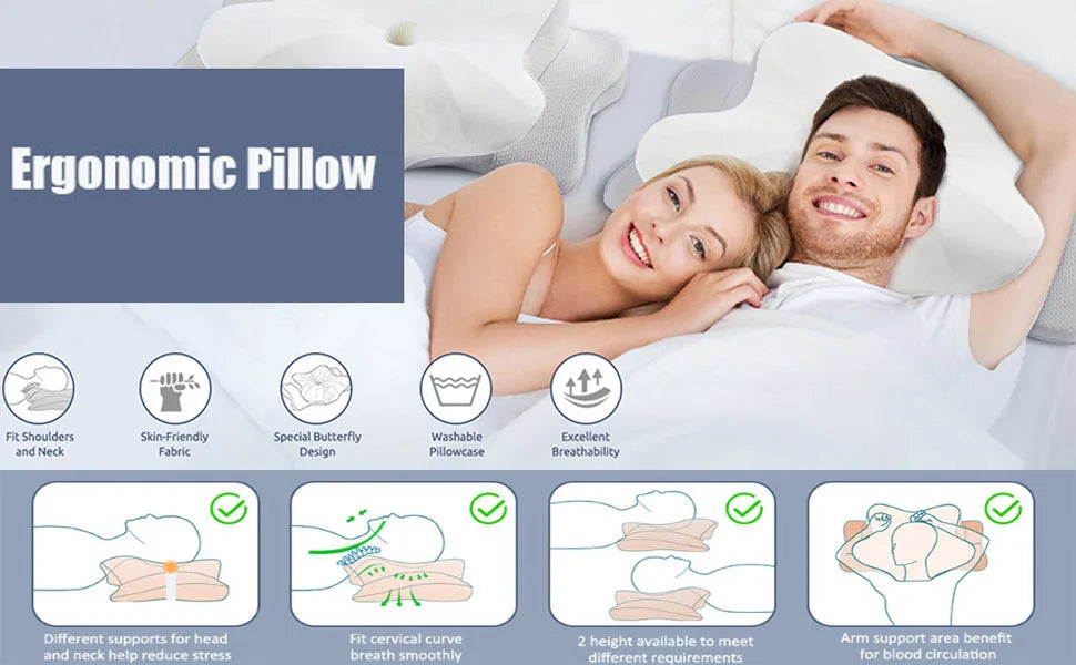 Sleep Apnea Pillow, Upgraded Memory Foam Cervical Pillow for Sleep Apnea, for Side Sleeper, Back Sleepers, Stomach Sleepers Gray