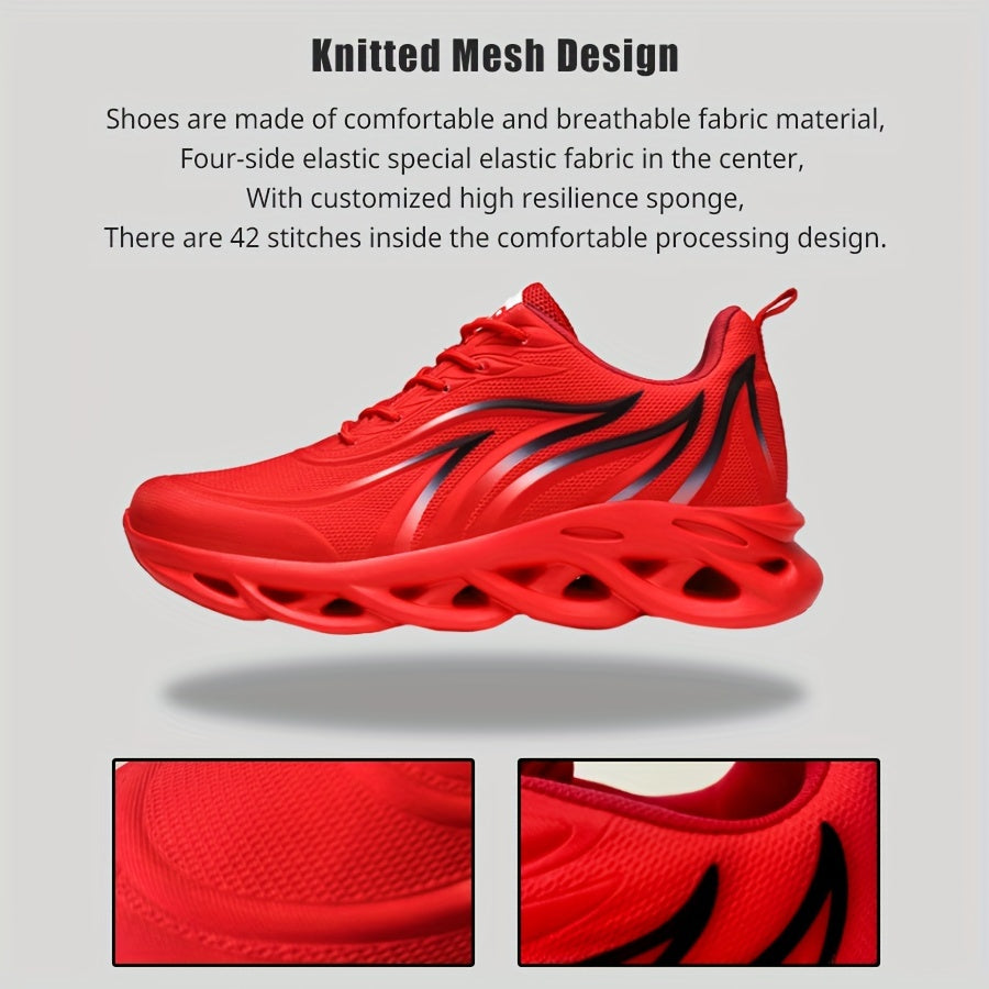 Men's Ultra-Lightweight Breathable Lace-up Blade Sneakers - Superior Arch Support, Cushioned Insoles, and Slip-Resistant Outsoles for Comfortable Running, Jogging, Workout, and Gym Exercises - Ideal for Fitness Enthusiasts an