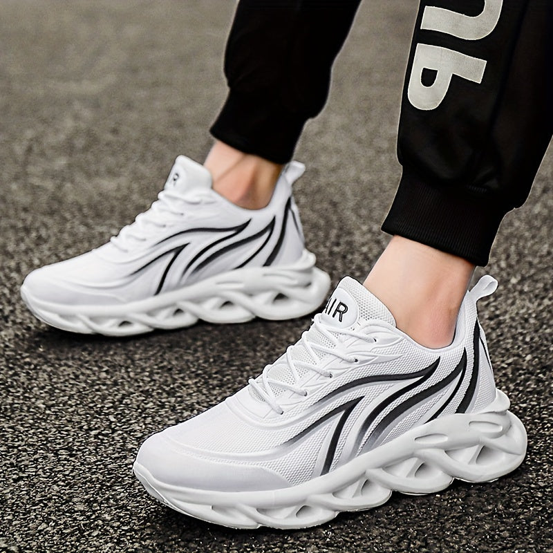 Men's Ultra-Lightweight Breathable Lace-up Blade Sneakers - Superior Arch Support, Cushioned Insoles, and Slip-Resistant Outsoles for Comfortable Running, Jogging, Workout, and Gym Exercises - Ideal for Fitness Enthusiasts an