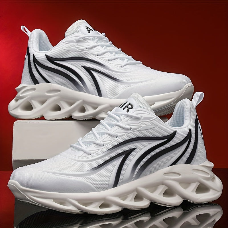 Men's Ultra-Lightweight Breathable Lace-up Blade Sneakers - Superior Arch Support, Cushioned Insoles, and Slip-Resistant Outsoles for Comfortable Running, Jogging, Workout, and Gym Exercises - Ideal for Fitness Enthusiasts an